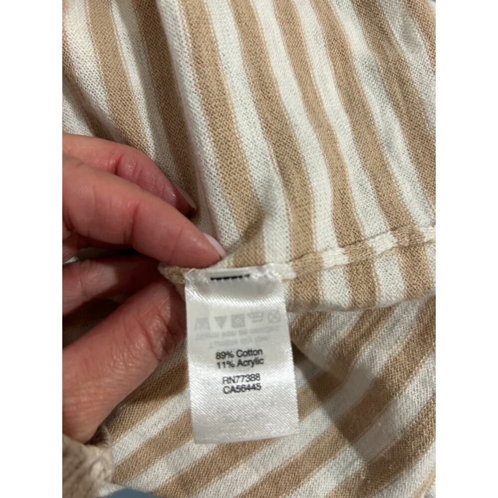 J. Crew tan white striped knit sweater womens XL round neck light weight - Picture 6 of 8